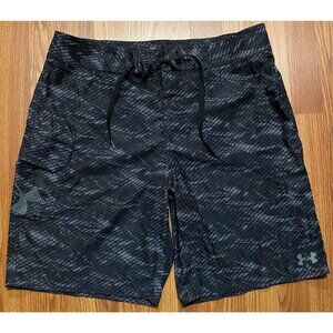 Under Armour UA Reblek Board Shorts Mens 36 9" Loose Fit Heat Gear Black Camo